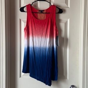 Asymmetrical tank red white and blue sz medium